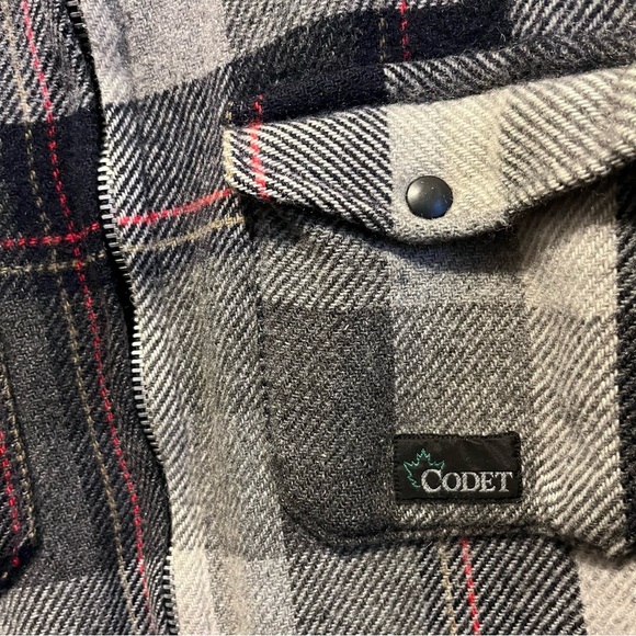 Vintage CODET Jacket Heavy Wool Hunting Plaid Canada Black Mackinaw Large Men - Picture 4 of 5